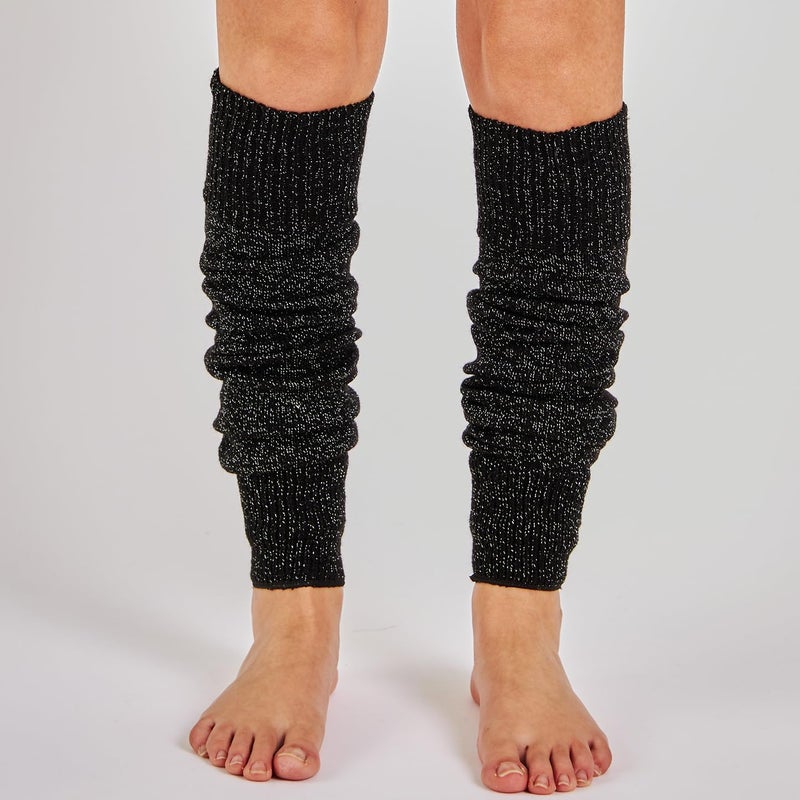 Mysocks Leg Warmers Extra Soft Stylish Fancy Winter 80s Party Dance Glitter Long Legwarmers for Women Girls Ladies Black Speckled Glitter - Image 3